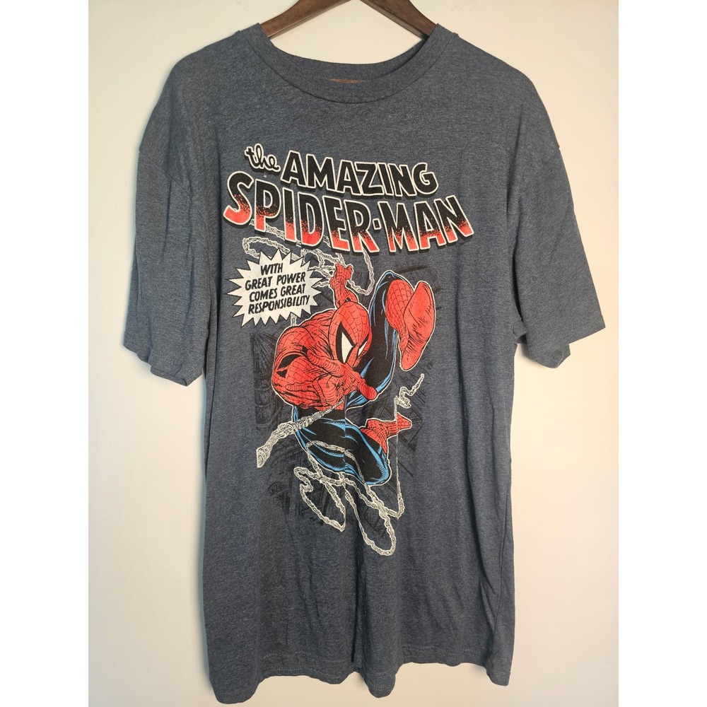 Superhero Marvel The Amazing Spider-Man T-Shirt Mens 1XLT Blue Graphic Quote Tee